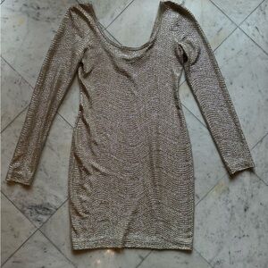 BCBGeneration gold metallic long-sleeve dress - XS